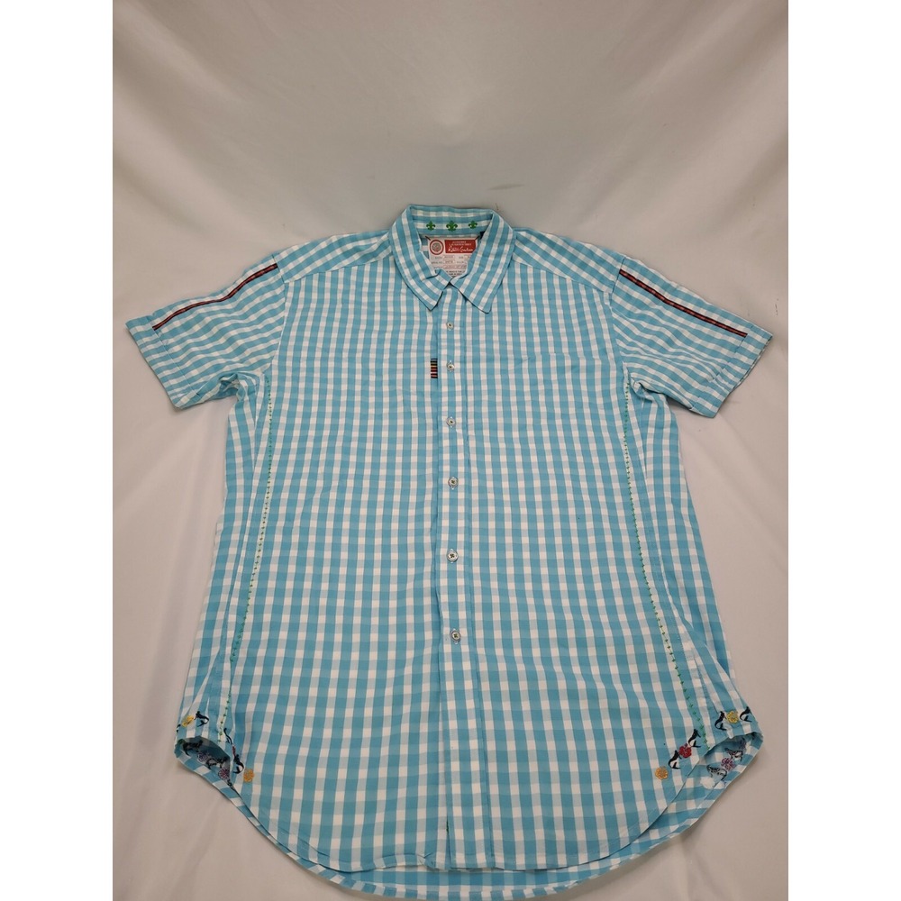 Robert Graham The Freshly Laundered Short Sleeve Shirt‎ Blue/White Check Sz M